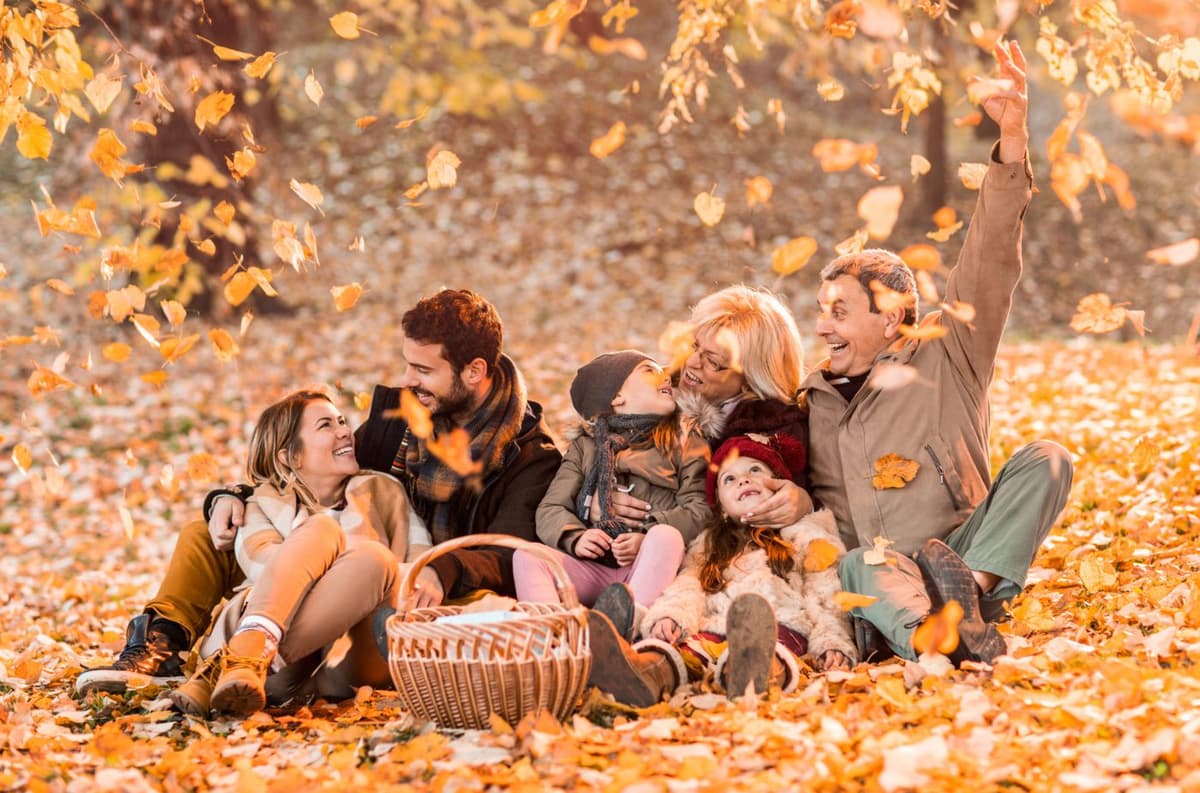 Family enjoying time together in autumn